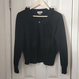 Van Heusen Black Ruffled Crop Sweater - L